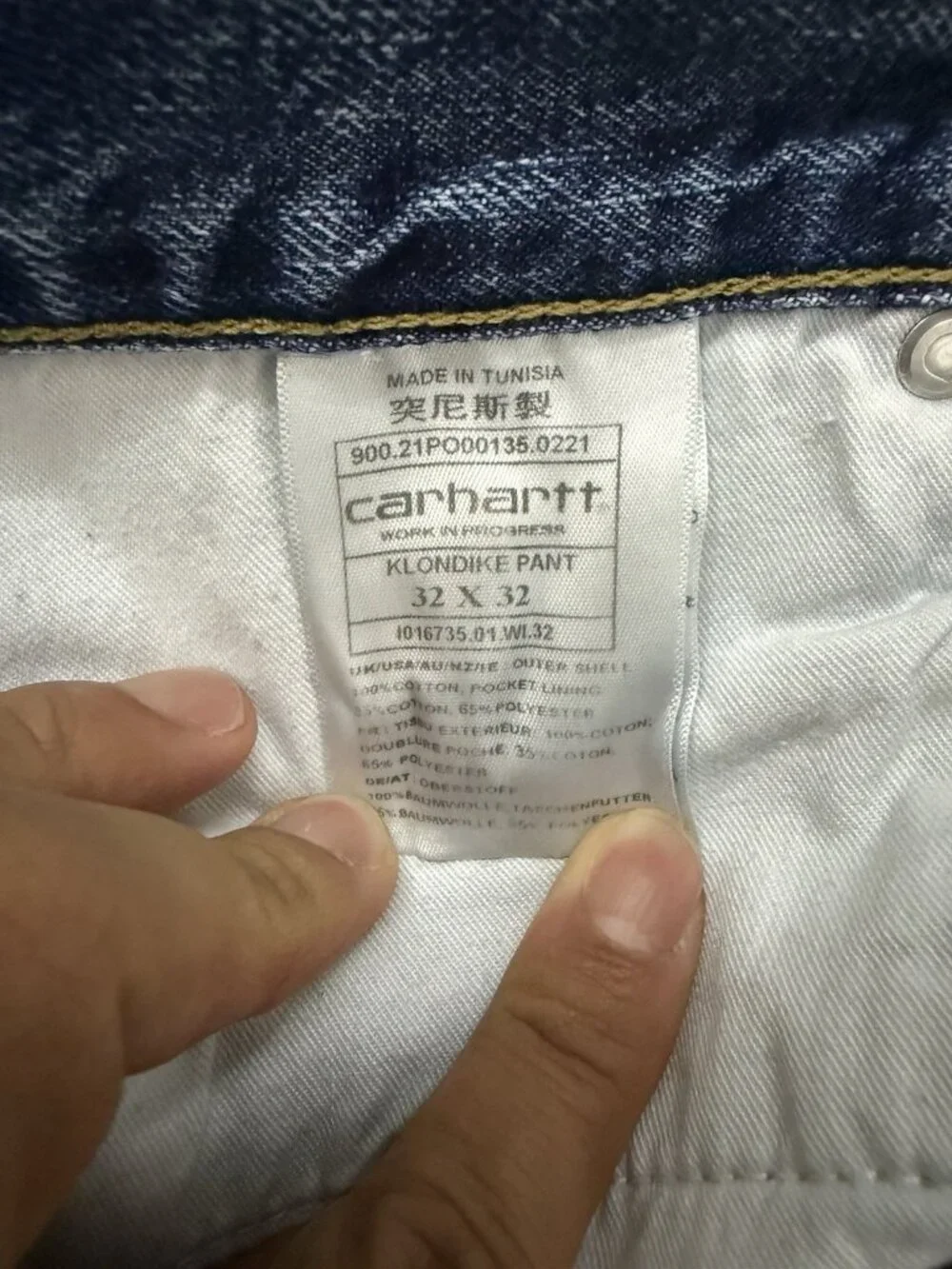VTG Carhartt WIP Klondike Pant Men’s Blue Denim Jeans Size 32x32